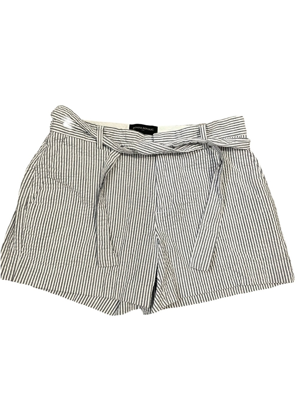 Banana Republic Gray and White Pinstripe Paperbag Waist Shorts